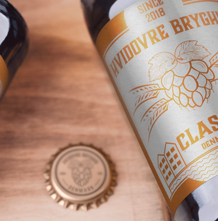 Grafisk design af øl-etiketter til Hvidovre Bryghus i Hvidovre