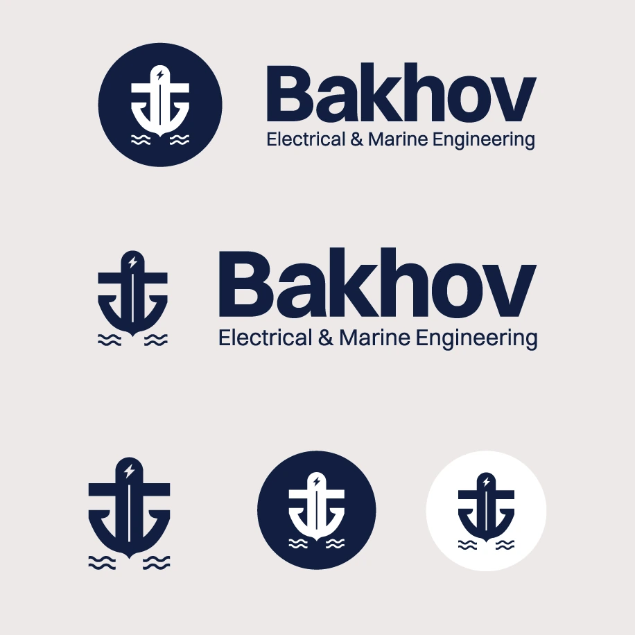 Grafisk identitet til TJ Bakhov – logo for Electrical & Marine Engineering